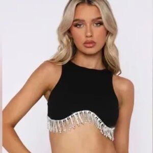 WhiteFox Boutique New Normal Bejeweled Crop Top NWOT